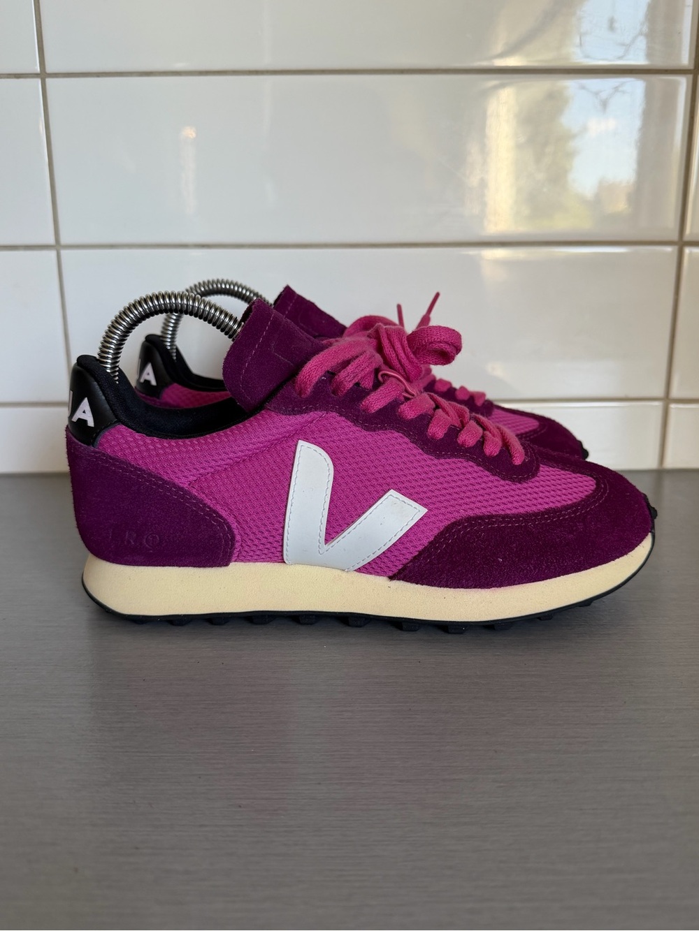 Veja Rio Pink and Magenta Retro Runner Sneakers
